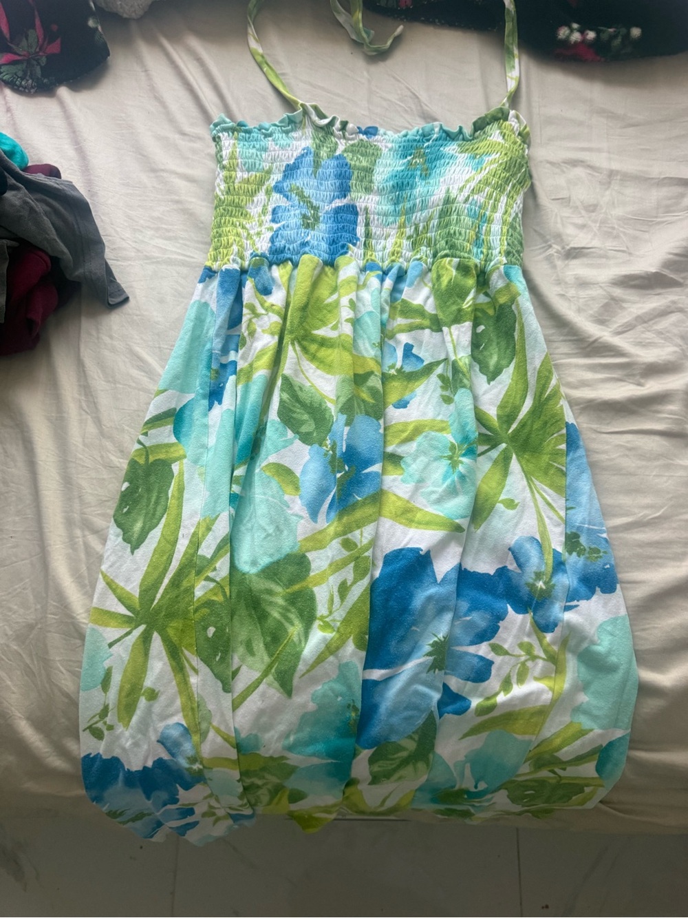 Vintage Girls' Tropical Blue & Green Sundress